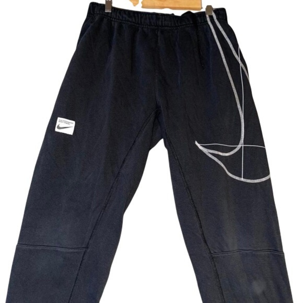 Nike Dri-FIT Black Oversized Swoosh Joggers Mens M Athletic Training Pants
